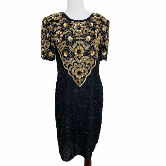 Vintage Leslie Fay Sequin Evening Dress - Picture 1 of 11